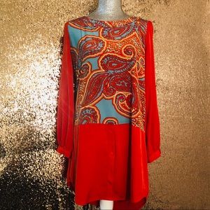 GLAM FIRE 🔥 RED PAISLEY TUNIC/DRESS